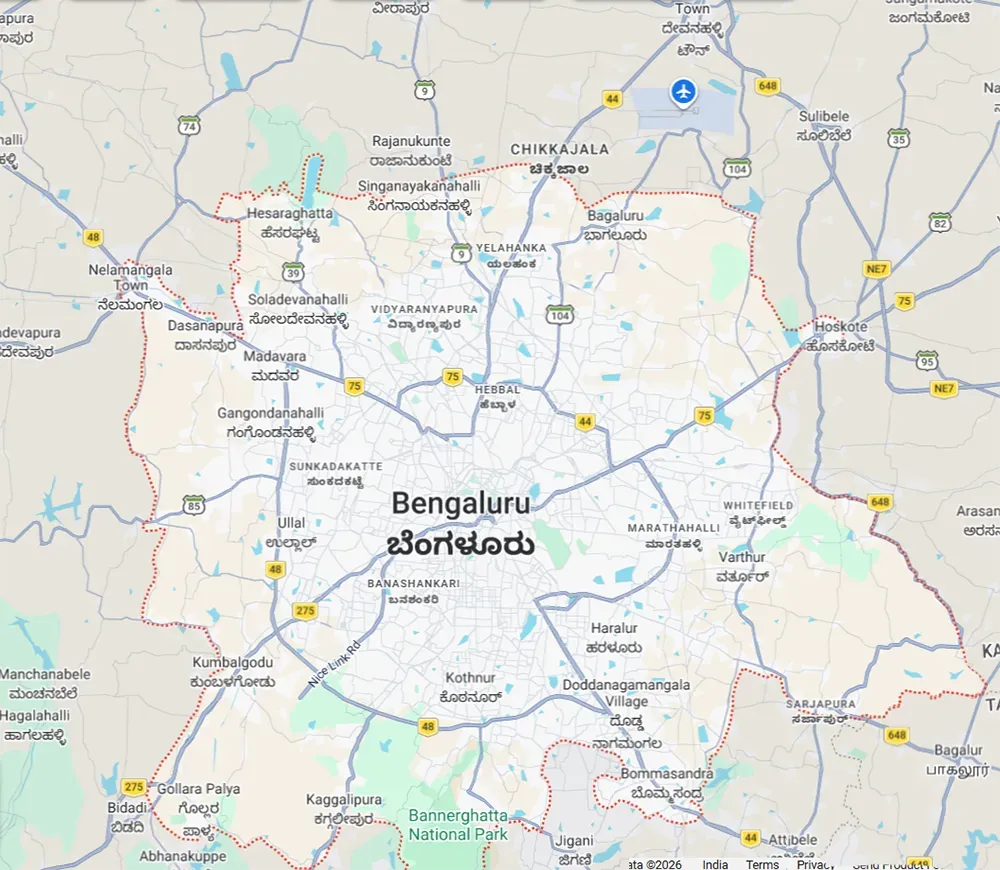 Location map of DNR Sarjapur opposite The Bier Library Doddakannelli Sarjapur Main Road
